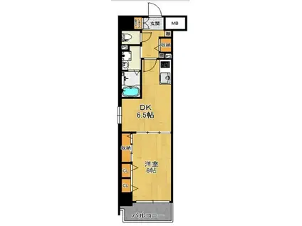 アスリート御堂筋本町(1DK/6階)の間取り写真