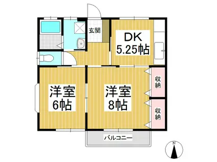 YIL寺沢 A(2DK/2階)の間取り写真