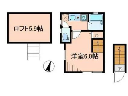 バーミープレイス西落合(1K/2階)の間取り写真