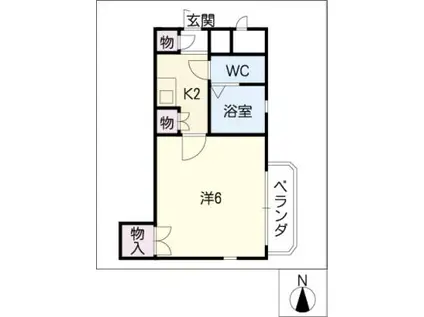 クリスタルA(1K/1階)の間取り写真