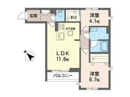 フレグランルーテ(2LDK/1階)の間取り写真