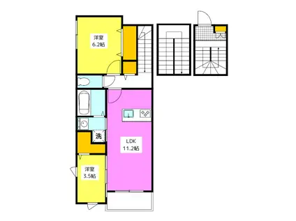 シャローム・セブン平尾(2LDK/3階)の間取り写真
