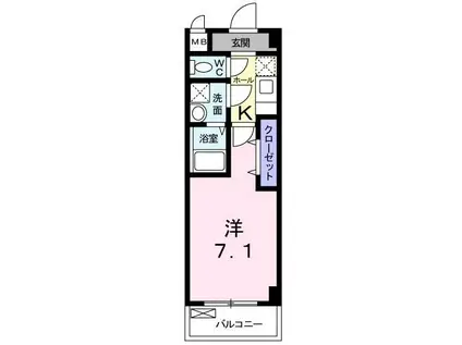 エスパシオE(1K/1階)の間取り写真