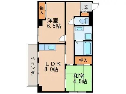 ドムス・栄(2LDK/2階)の間取り写真