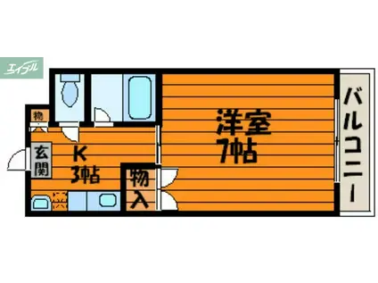 ヴェルメス津島II(1K/3階)の間取り写真
