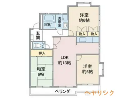 ラ・ファミーユI(3LDK/2階)の間取り写真