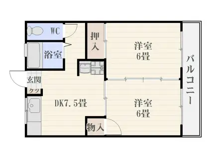 グランハイコーポ明和B(2DK/2階)の間取り写真