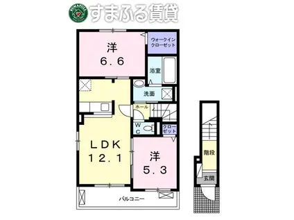 リメインII(2LDK/2階)の間取り写真