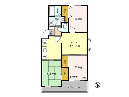 ヴァンベール神山II(3LDK/3階)の間取り写真