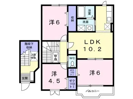 プリムヴェールB(3LDK/2階)の間取り写真