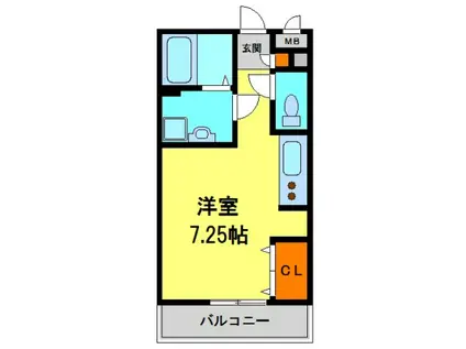 ＪＲ福知山線 川西池田駅 徒歩4分 3階建 築19年(1K/2階)の間取り写真
