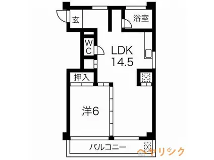 一社センターハウス(1LDK/4階)の間取り写真