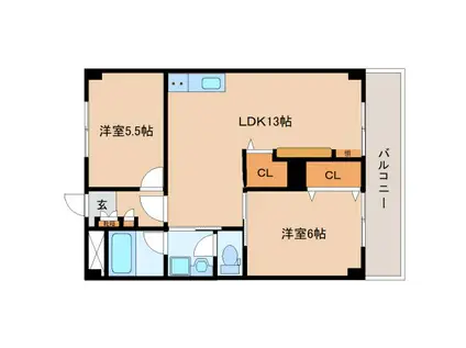 キャロットハウス(2LDK/4階)の間取り写真