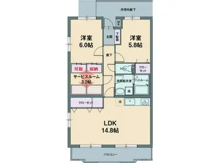 ガーデンヒルズさくら(2SLDK/1階)の間取り写真