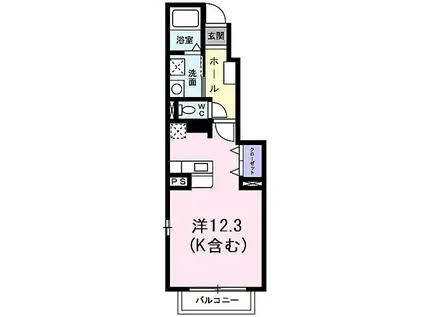 トール・ハーヴェストII(ワンルーム/1階)の間取り写真