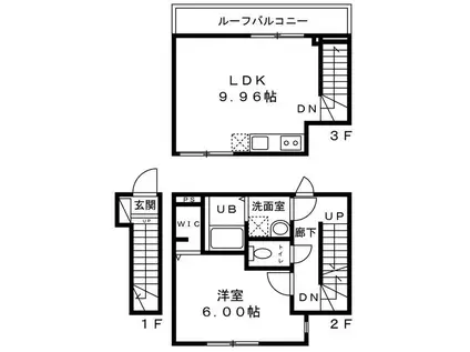 ミハス南烏山(1LDK/2階)の間取り写真