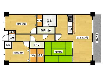 コアシティ翠町(3LDK/2階)の間取り写真