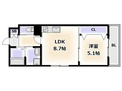 LA VITA 庭井(1LDK/4階)の間取り写真