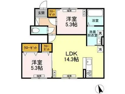 FIRST SKY C(2LDK/1階)の間取り写真