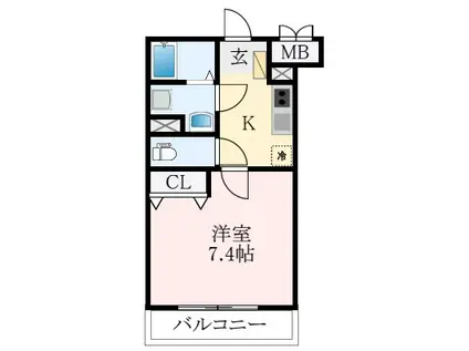 EXハイツ東新町III(1K/2階)の間取り写真