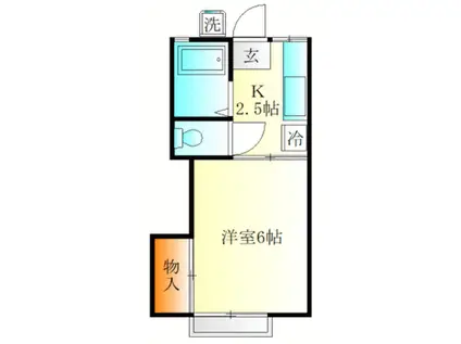 カーサー小西(1K/1階)の間取り写真