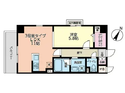 SOLEIL武蔵浦和(1LDK/3階)の間取り写真