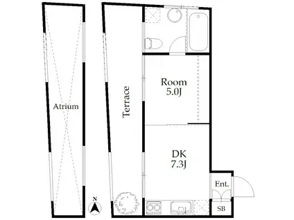 テラスウィステリア(1DK/5階)の間取り写真