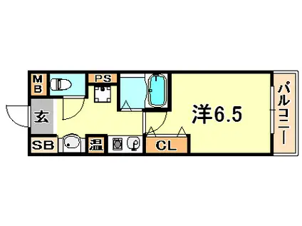 ウィズダムスクウェア(1K/7階)の間取り写真