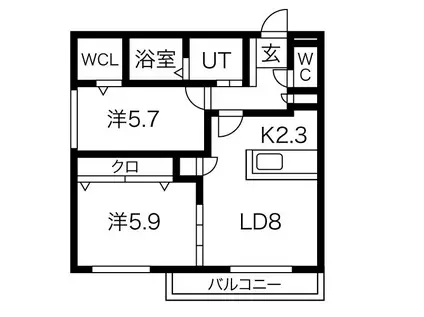 FIRST CLASS 南円山(2LDK/1階)の間取り写真