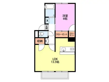 クオリティ加賀AB(1LDK/2階)の間取り写真