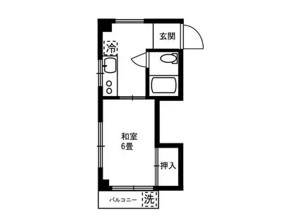真原第2ビル(1K/3階)の間取り写真