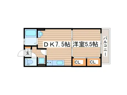 太田ハイツ長町(1DK/3階)の間取り写真