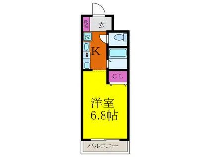 ビバリー千里丘(1K/2階)の間取り写真