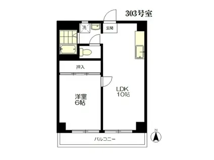 青山ハイム(1LDK/3階)の間取り写真