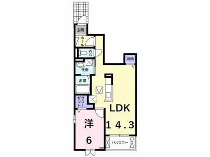 アプリコットB(1LDK/1階)の間取り写真