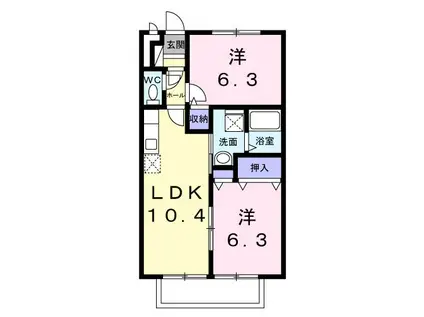 コンフォート熊谷(2LDK/2階)の間取り写真