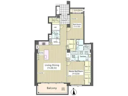ガーデン高輪(2SLDK/1階)の間取り写真