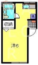 クローバーハイツ(ワンルーム/1階)の間取り写真