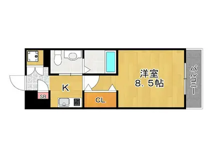 SUN RICHE(1K/4階)の間取り写真