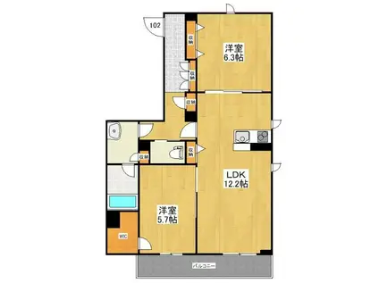 クラヴィエ(2LDK/1階)の間取り写真