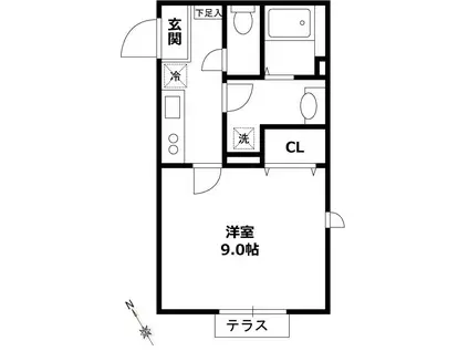 フルセイル矢部(1K/1階)の間取り写真