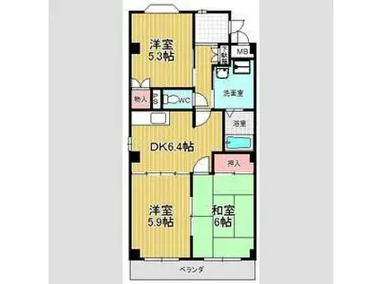 メガーヌ野並(3DK/3階)の間取り写真