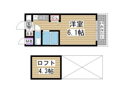 エステムコート三宮イーストポルトマーレ(1K/3階)の間取り写真