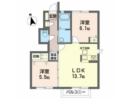 そらりすの庄C(2LDK/1階)の間取り写真