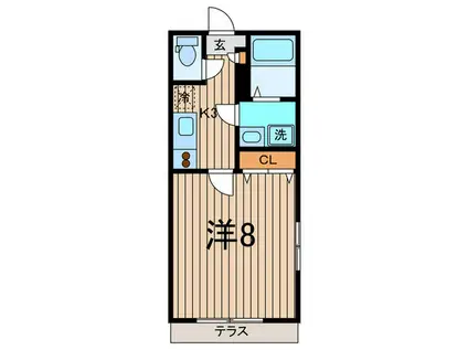 レオパルダス(1K/1階)の間取り写真