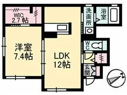 プロヌーブ西本浦 A棟(1LDK/1階)の間取り写真
