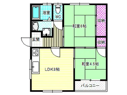 シティハイツ大伴(2LDK/2階)の間取り写真