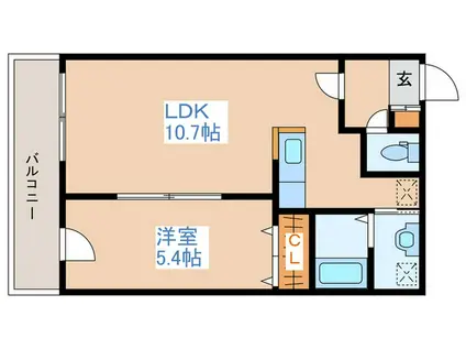 ワンダーハイム中の島(1LDK/2階)の間取り写真