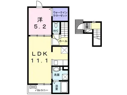 エクストリーム(1LDK/2階)の間取り写真