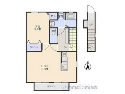 アークトゥルスG棟(1LDK/2階)の間取り写真